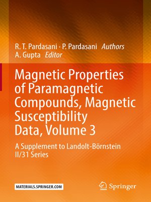 cover image of Magnetic Properties of Paramagnetic Compounds, Magnetic Susceptibility Data, Volume 3